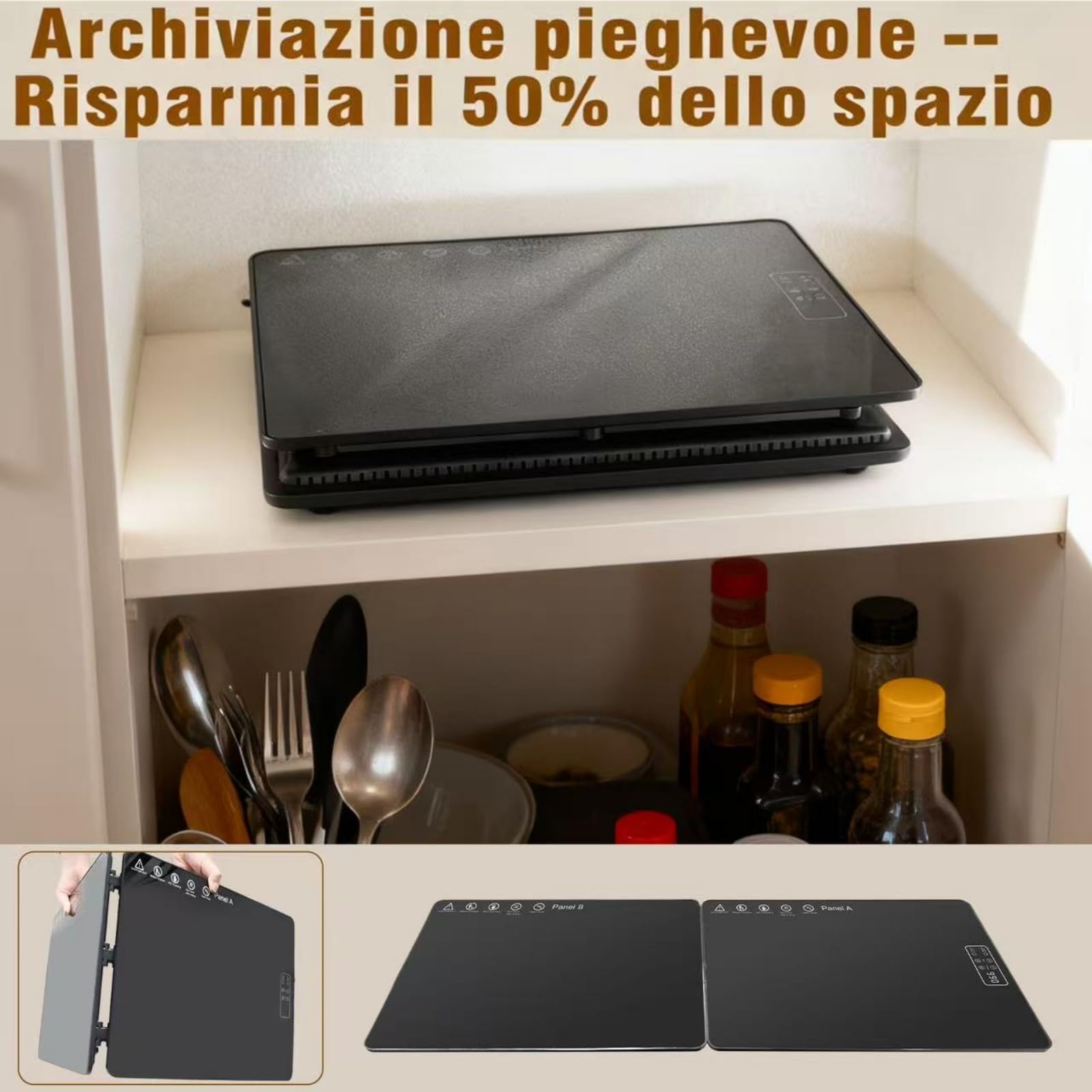Piastra Riscaldante Elettrico 80 * 30 CM, Temperatura Regolabile e Pieghevolee, Tappetino Scaldavivande Multiuso per Mantenere Caldi o Scongelare gli Alimenti a Casa, in Feste ed Eventi