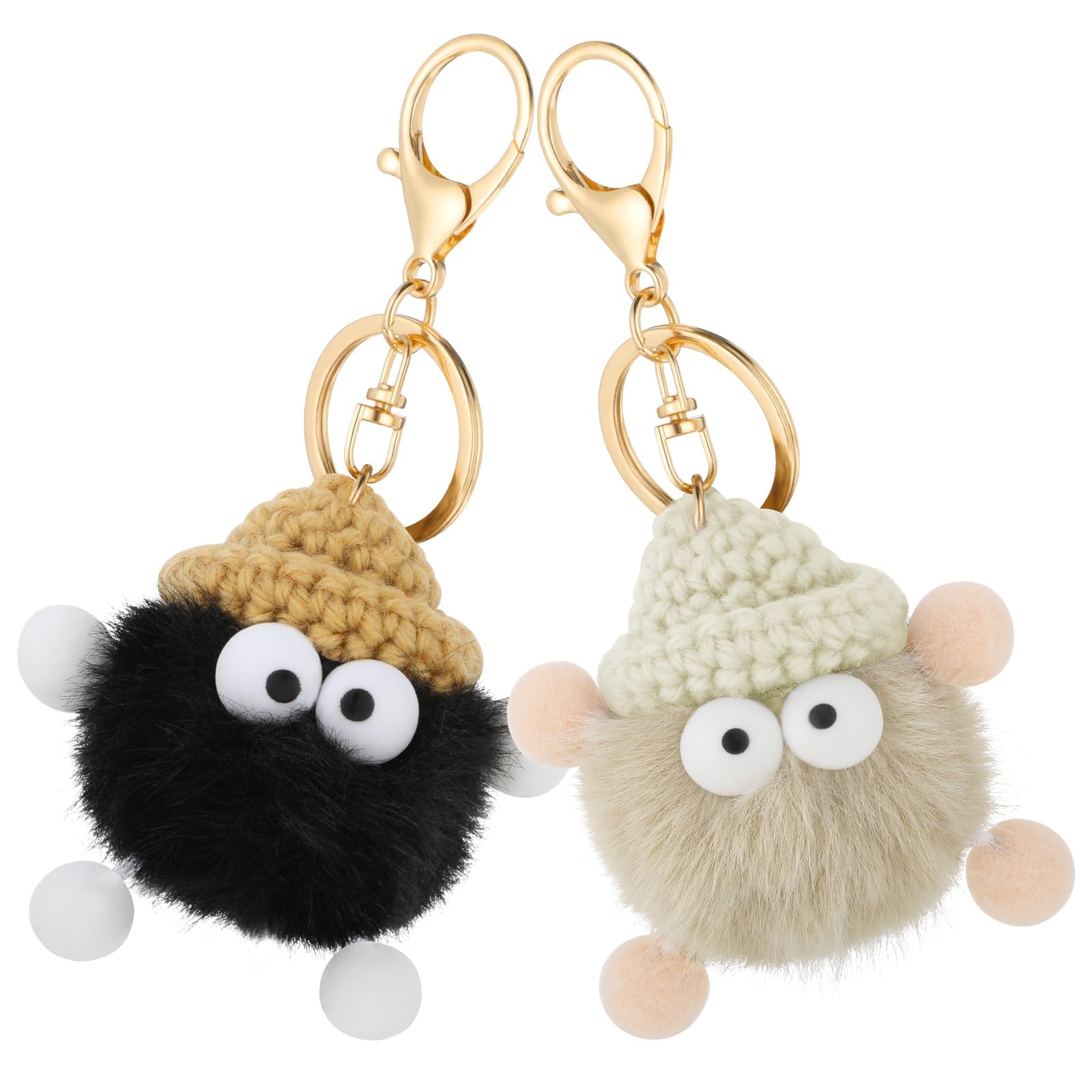 Sponsored Ad – 2 Pieces Adorable Pom Pom Keychains for Women - Fuzzy and Soft Keychain Accessories for Car, Backpack, Handbag, or Purse - Stylish Pendant Keyrings - Ideal Gift for Women and Girls