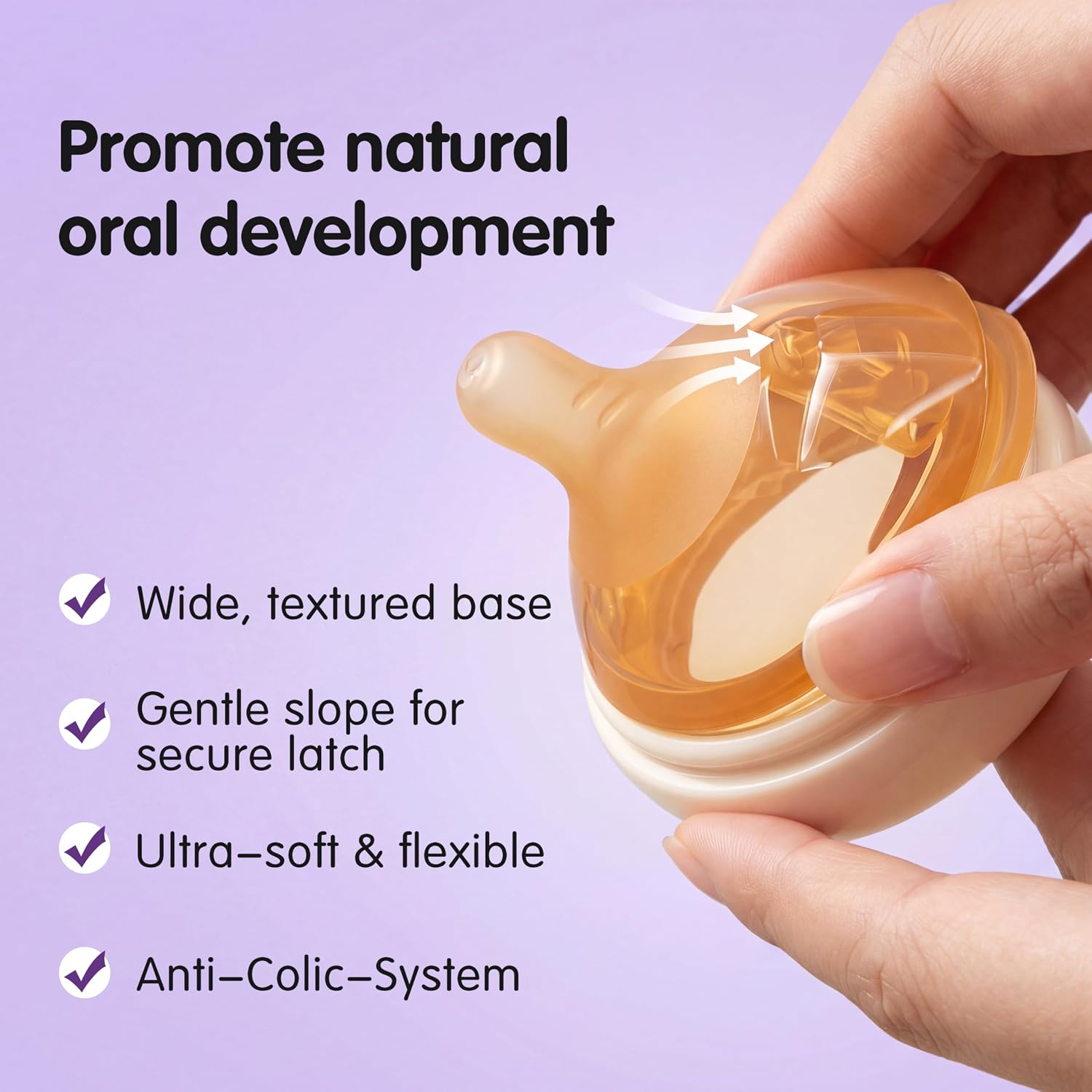 Silicone Bottle Nipple, Anti Colic Nipples for Baby, Natural Flow Baby Bottle Silicone Nipple,Extra Slow Flow (SS) 0Months+, 4 Counts (Pack of 1