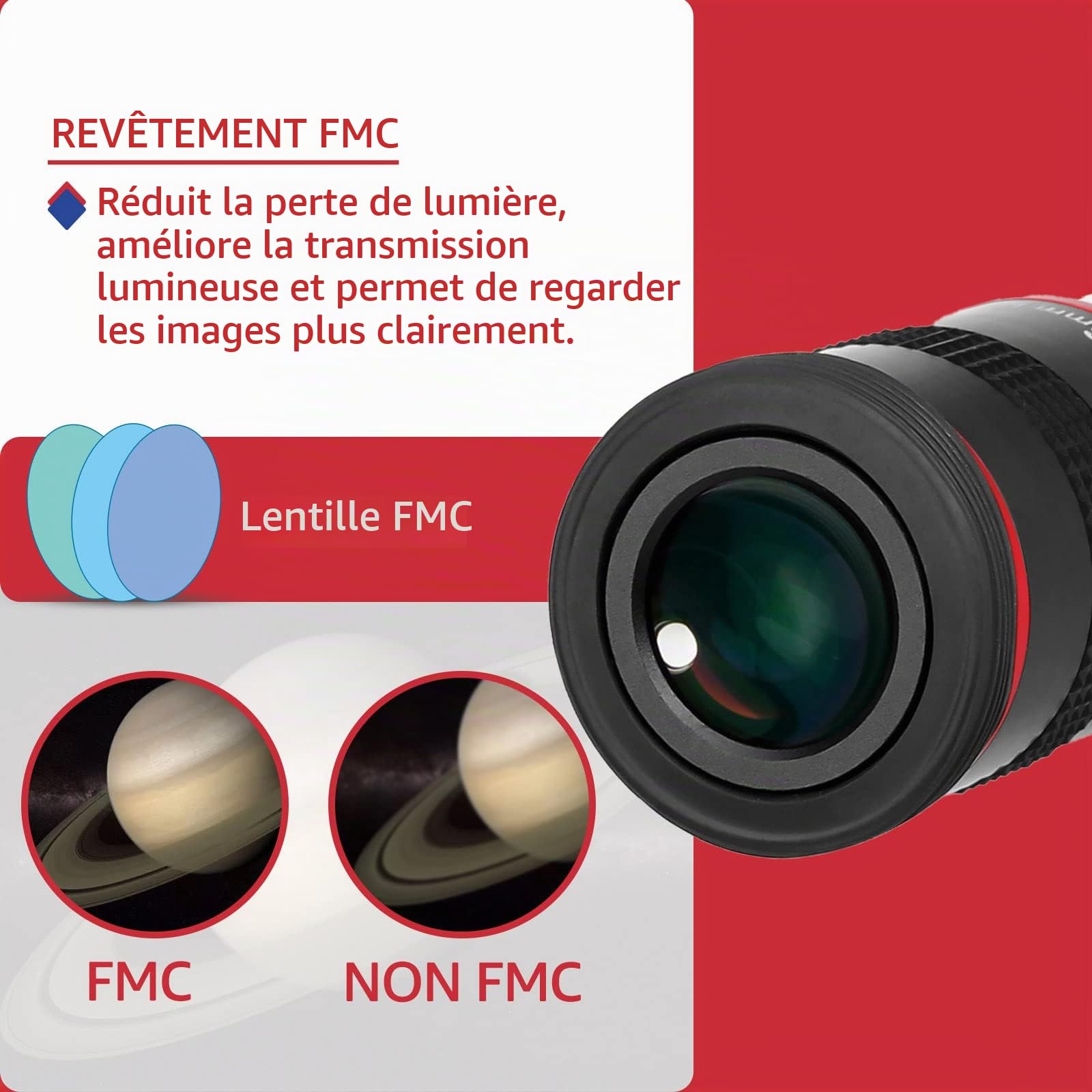Svbony Oculaire Telescope 6 mm, Oculaire Grand Angle 68 °, Oculaire Planétaire 1,25", Accessoires Télescopes Astronomie avec Lentille FMC, pour L'observation de la Lune et des Planètes