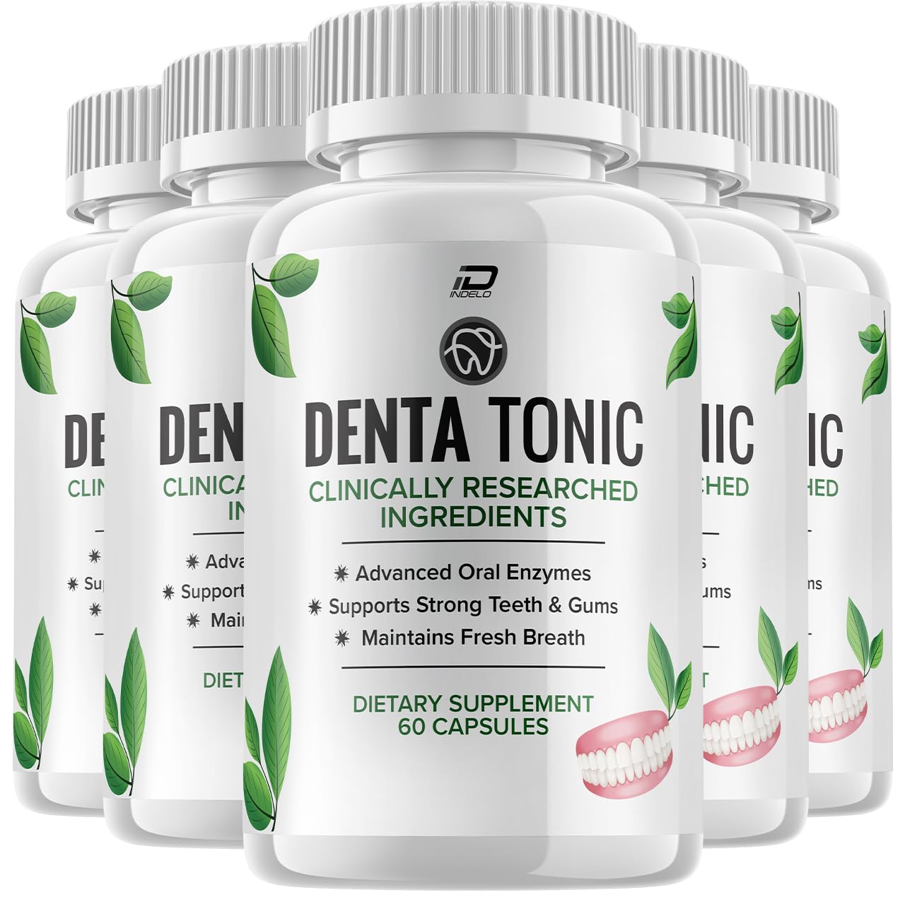 DentaTonic Advanced Oral Health Support Capsules, Denta Tonic Capsules, Denta Tonic Reviews, Tooth and Gum Supplement, Natural Extra Strength Probiotic (5 Pack - 300 Capsules)