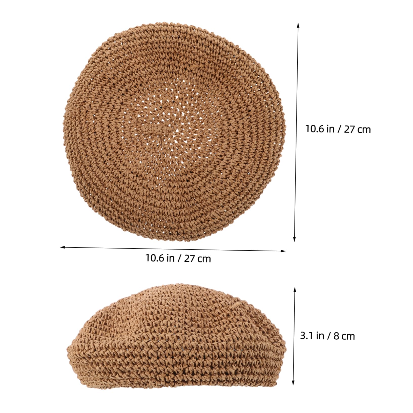 Ipetboom Unique Straw Beret for Women Fashion Hat Beret Cap Soft Material for Occasions Khaki