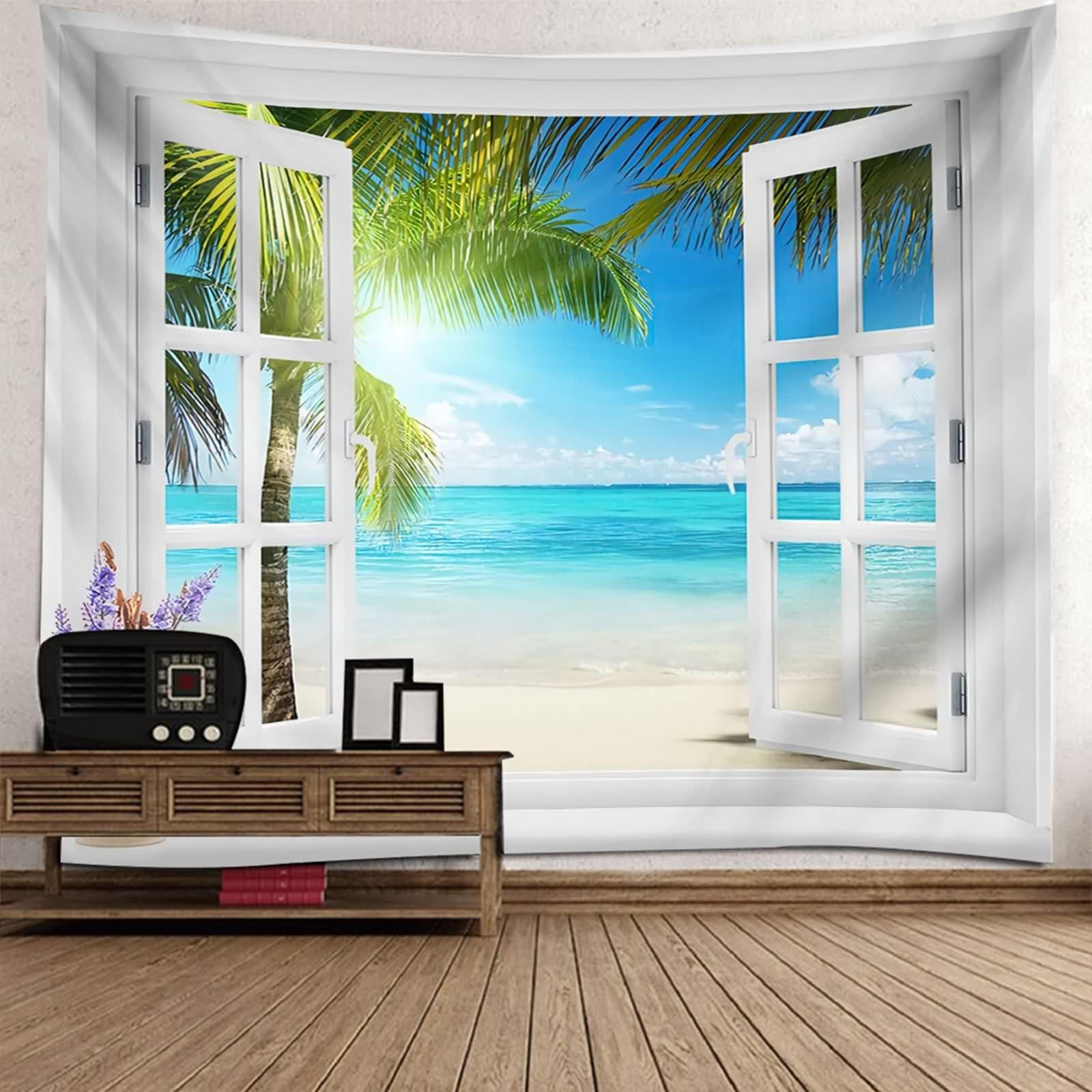 Tapis mural de chambre à coucher motif plage pour une ambiance évasion