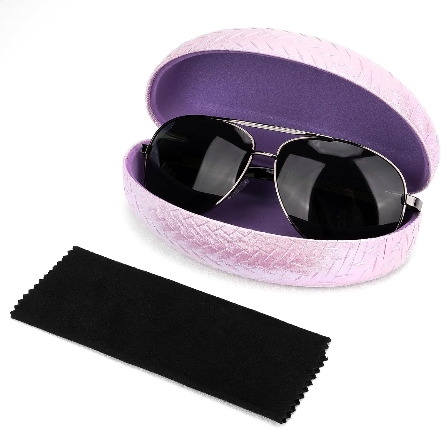 Linkidea Oversized Sunglasses Case, Large Frame Glasses Case for Sunglass, Eyeglasses Travel Bag Compatible with Rayban Square Shaped/Aviator Reverse/William Titanium (Pink) - Image 2