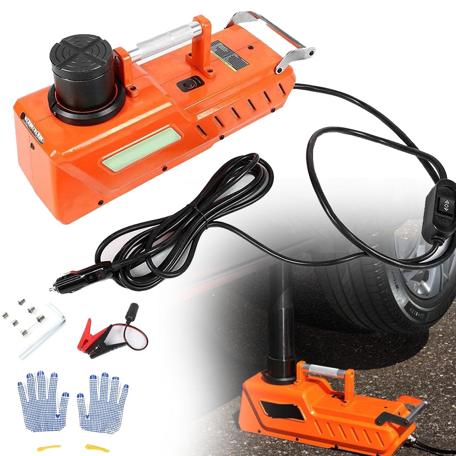 Cric per Auto, Martinetto Idraulico, Martinetto Elettrico a Forbice Regolabile da 15 Tonnellate, Smontagomme Doppia Alimentazione da 12 V, Attrezzatura di Emergenza per Garage, SUV, Furgoni