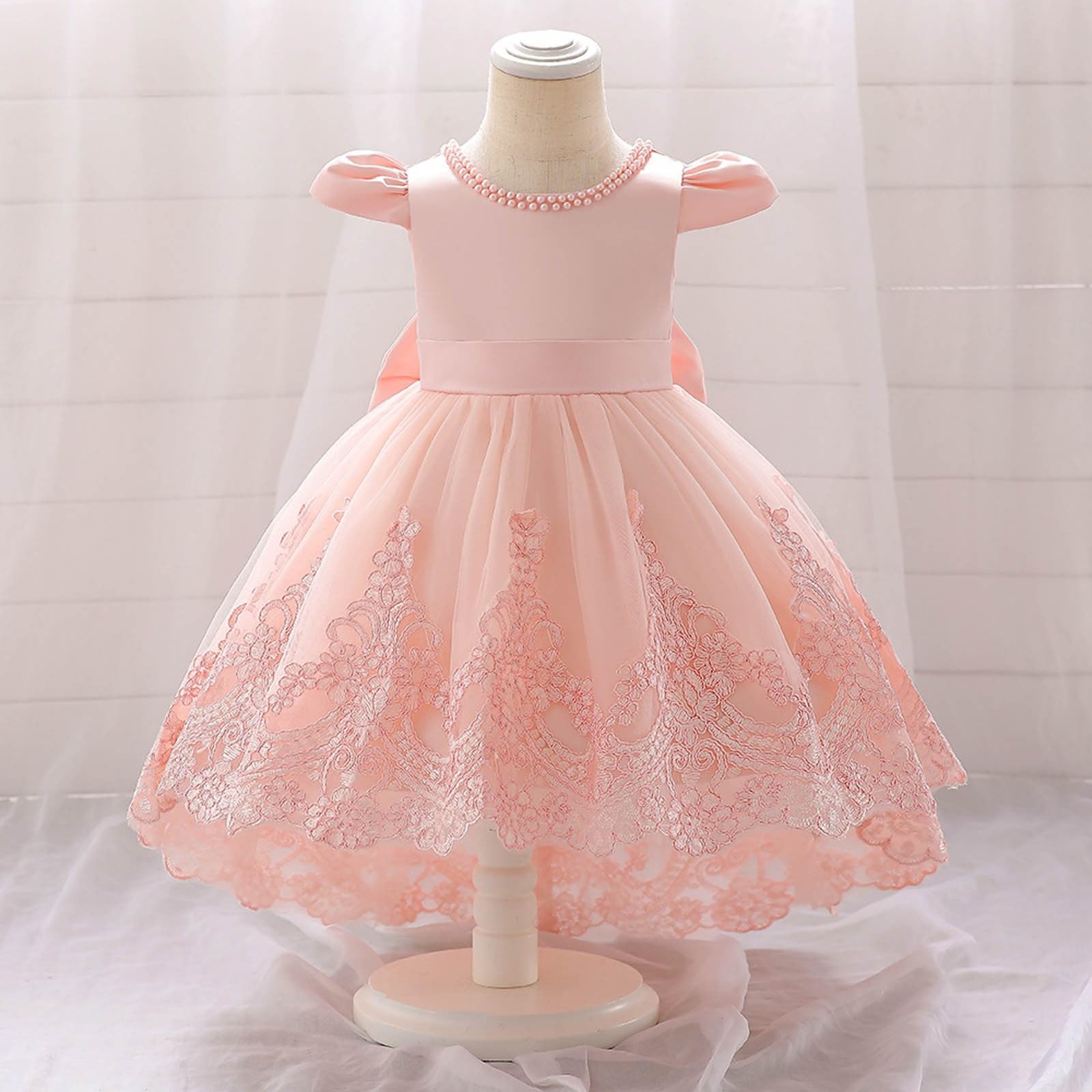 Genérico - Vestido elegante para niños, niña, princesa, ceremonia, boda, cumpleaños, con encaje, volantes, algodón, suave, cómodo, ajuste perfecto