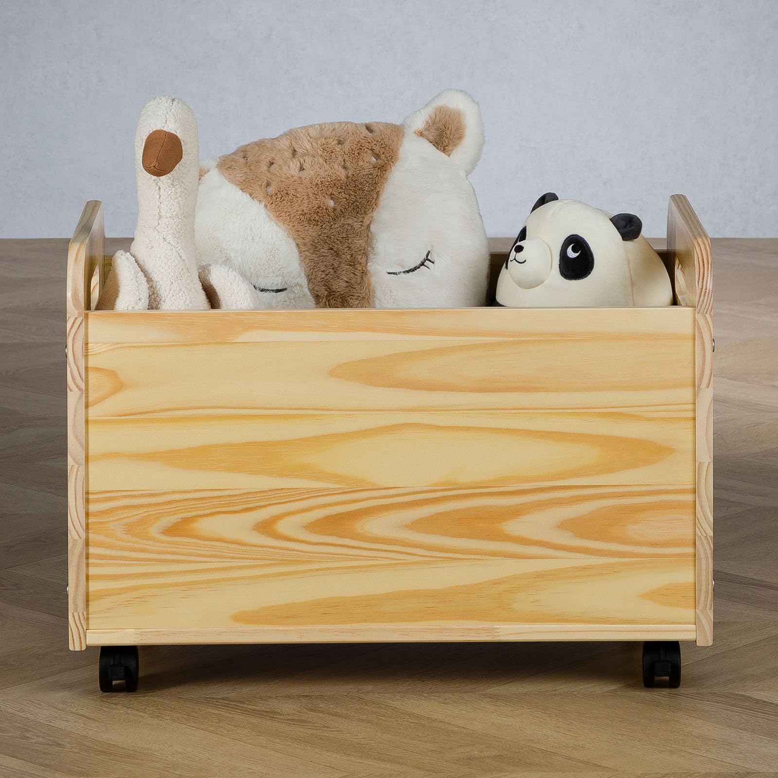 IDIMEX Coffre à Jouets Benjamin sur roulettes 60 x 43 x 40 cm en Bois pour Chambre d'enfant, Rangement Montessori Jouets Peluches, Facile à déplacer, Coloris Naturel