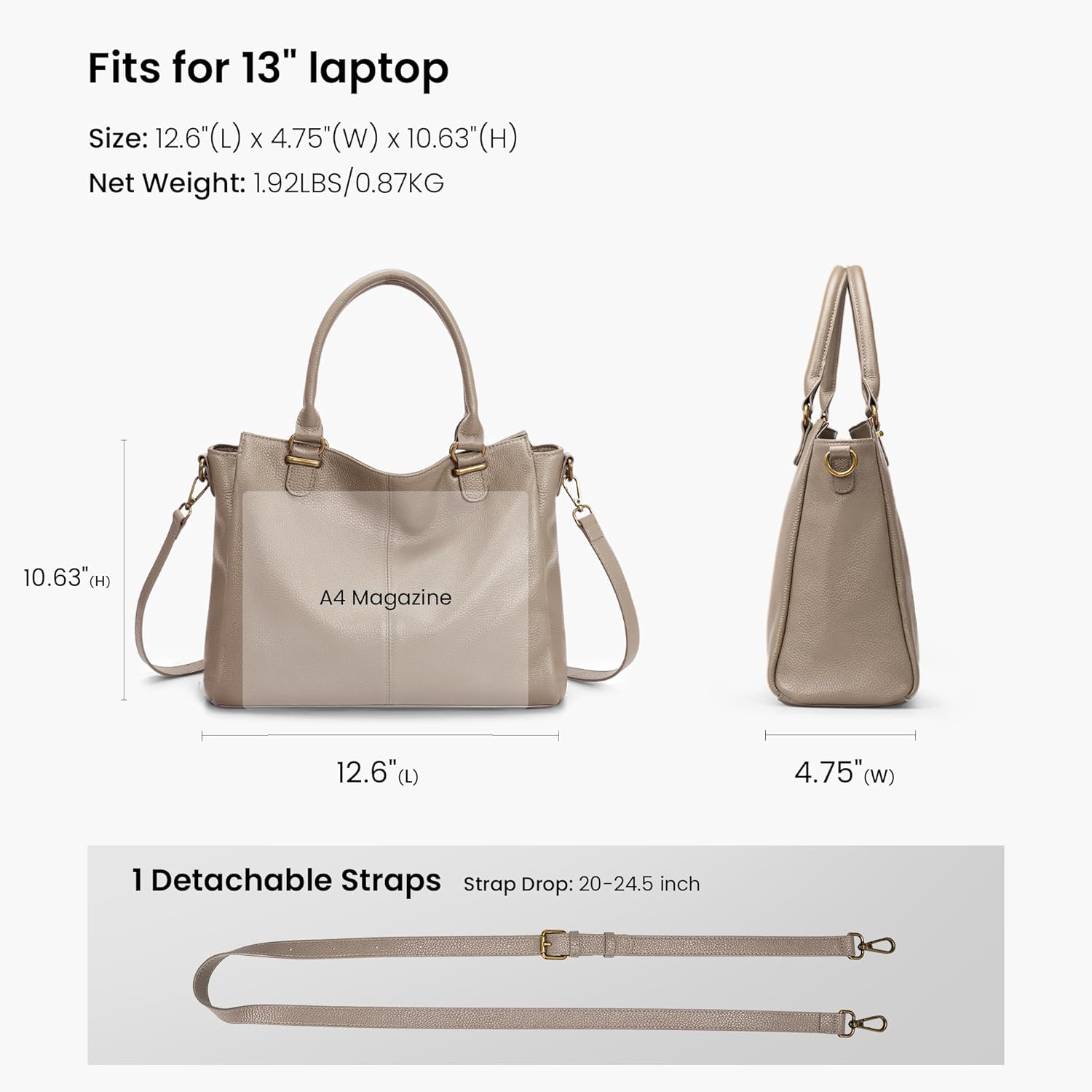 befen Soft Genuine Leather Purses for Women Medium Tote Bag Handbags Crossbody Bags with Top Handles Shoulder Satchel Purse - Image 4