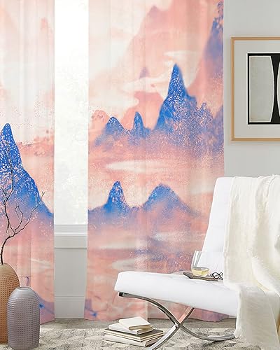 Miniatura 9 de Cortinas traslúcidas de bosque otoñal de 84 pulgadas de largo, juego de 2 paneles de cortinas para cocina, dormitorio, sala de estar, pasillo,