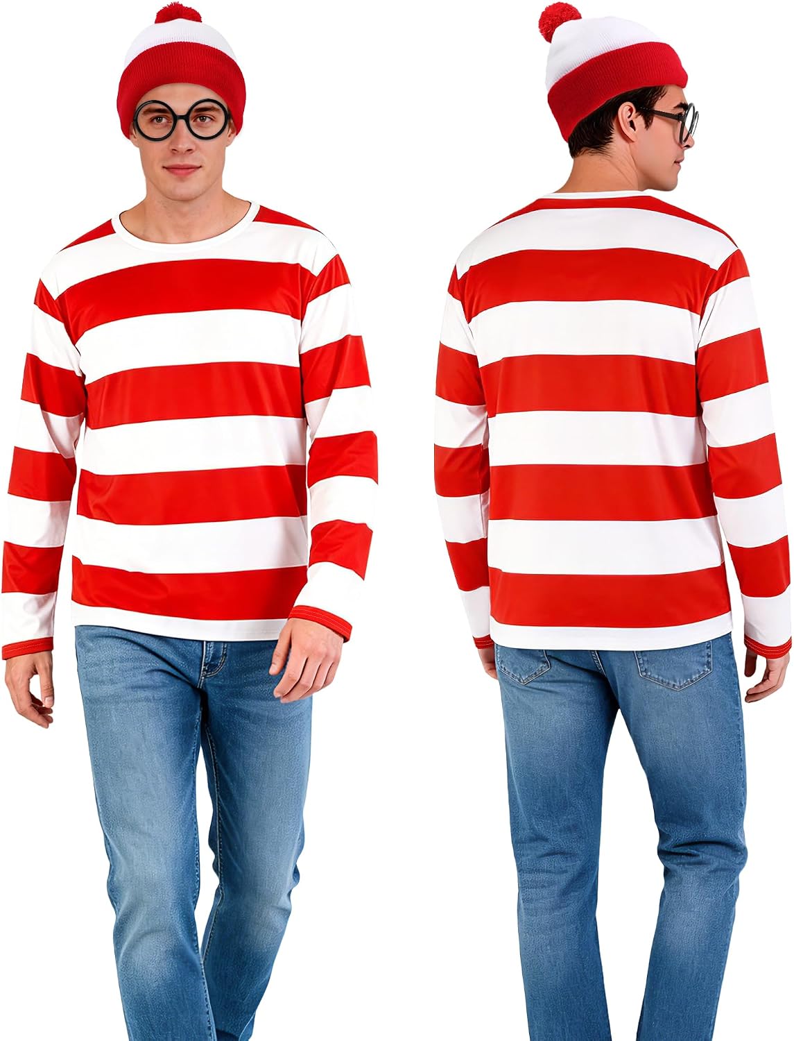 Halloween Costume Adult,Red and White Striped Shirt,Couple Costume