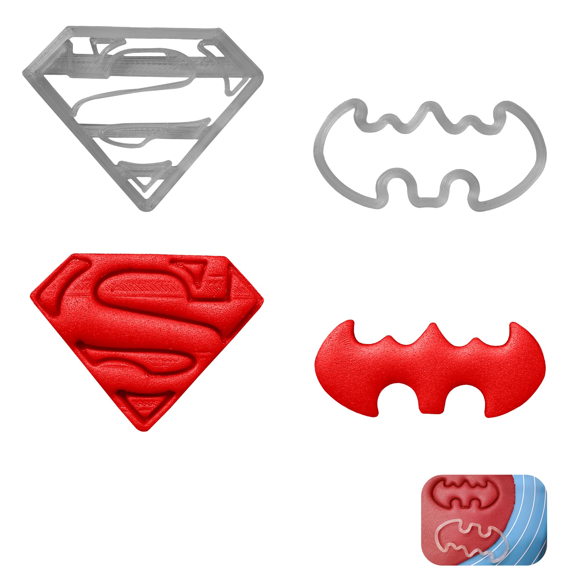 JSA Superman Batman Movie Character Theme Comics Shape Cut Out Cookie Fruit Vegetable Sandwich Bread Fondant Biscuit Clay Cake Dough Polymer Cutter Craft Stencil Stamp Jewellery Making Tool