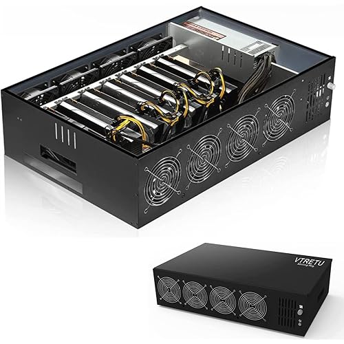 Rig System,Complete ETC Crypto Miner with Windows10,Including 8GPU Mining Motherboard,2000W Power Supply(110V-264V),CPU,SSD,4G RAM,PSU Computer Case Mining Machine（Without GPU