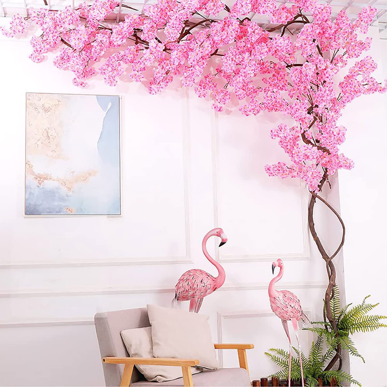 Cerisier artificiel fleurs rose guirlande intérieur salon