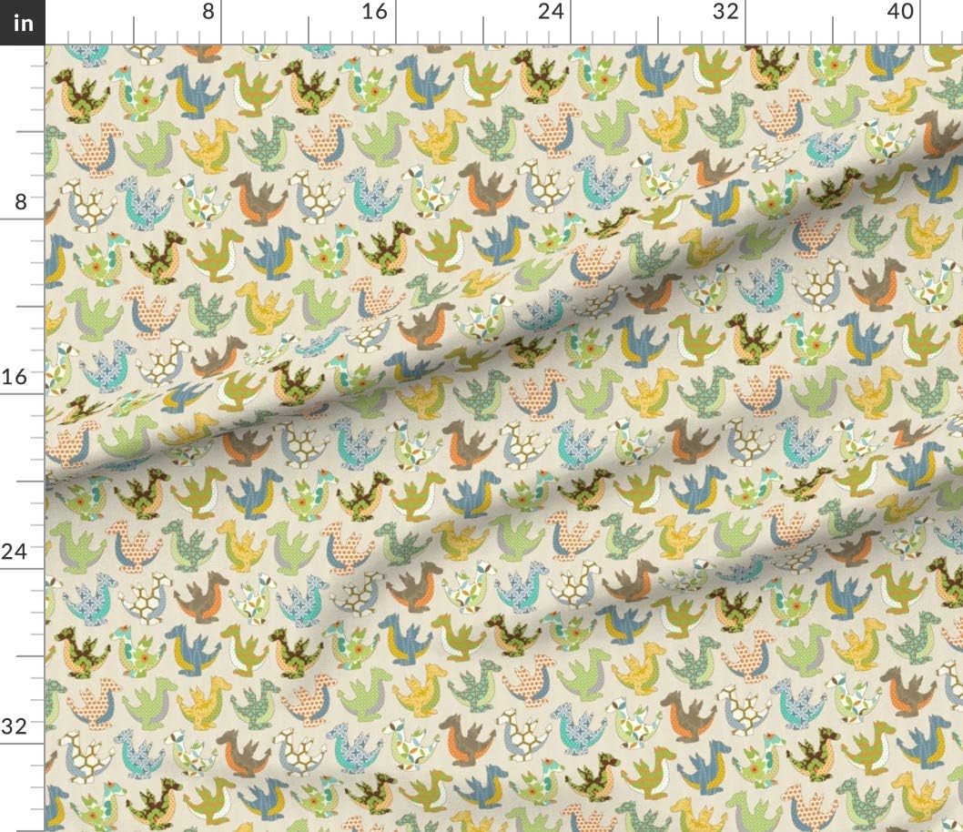 Spoonflower Fabric - Colorful Dragon Pink Nursery Fantasy Printed on Petal Signature Cotton Fabric by The Yard - Sewing Quilting Apparel Crafts Decor