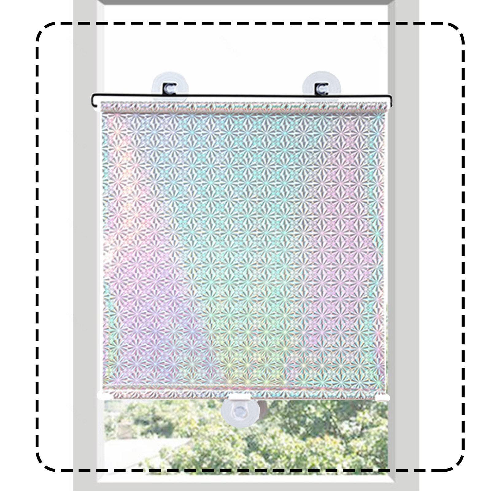 TZYYAO Suction Cup curtain,Retractable Blackout roller Blind,No Drilling Roller shade,window blind with thermal insulated,Sunshade curtain for indoor,Silver-40×125cm(15.7 * 49.2in)