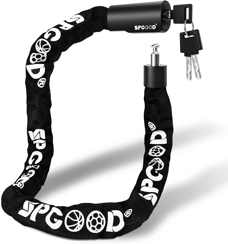 SPGOOD Antivol de vélo avec 3 clés, 90 cm en chaîne en acier de 6 mm, cadenas de vélo avec housse étanche, antivol haute sécurité pour vélo, vélo électrique, VTT, moto(Noir)