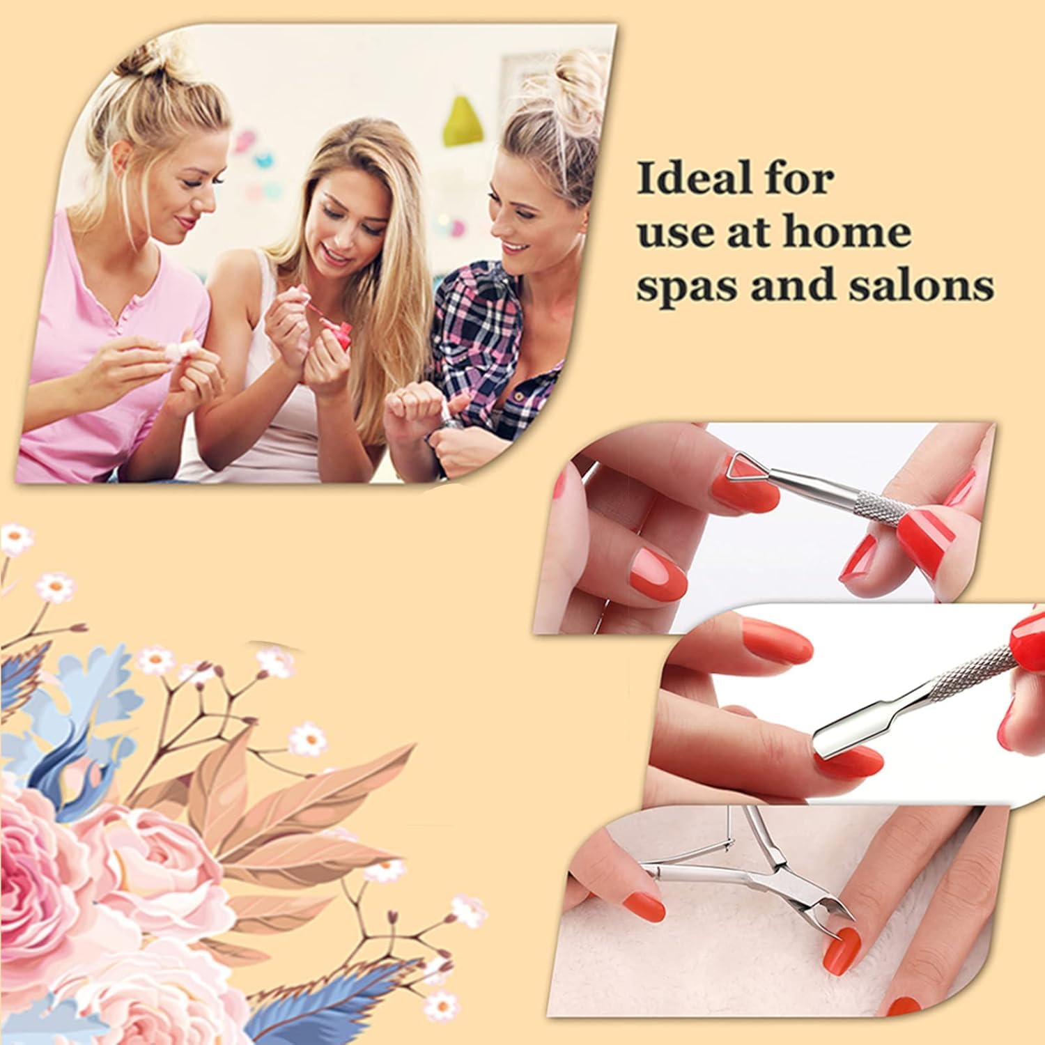 4 Piezas Alicate para Cutículas y Herramienta de Cortador de Cutículas,Removedor Profesional de la Cutícula y Empujador de Cuticulas,Pedicura y Herramientas de Manicura para Muerta y Cutícula