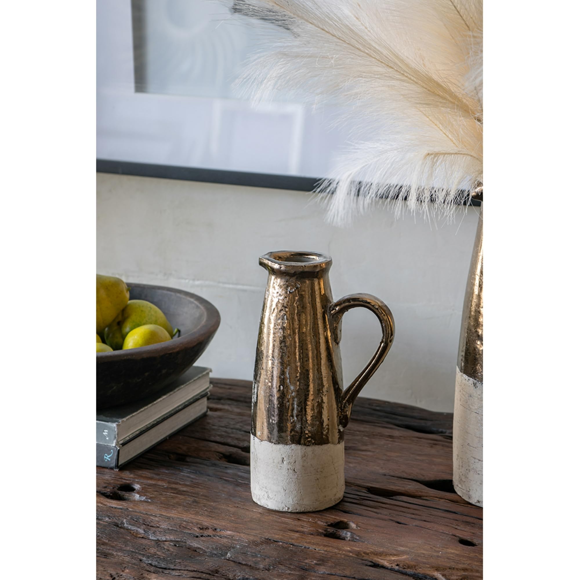 CC Home Furnishings Two Tone Glazed Terracotta Pitcher - 11