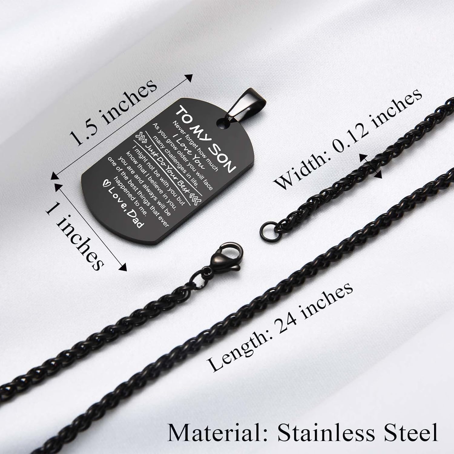 To My Son Husband Boyfriend American Flag Cross Necklace Dog Tag Pendant Chain Easter Valentines Fathers Day Christmas Birthday Graduation Thanksgiving Christian Religious Gifts for Boys Men Him - Image 3