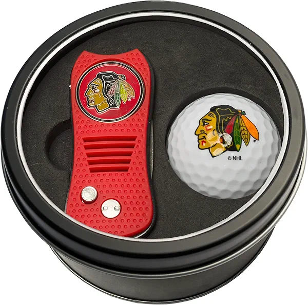 Team Golf NHL Gift Set Switchblade Divot Tool with Double-Sided Magnetic Ball Marker & Golf Ball, Patented Single Prong Design, Less Damage to Greens, Switchblade Mechanism