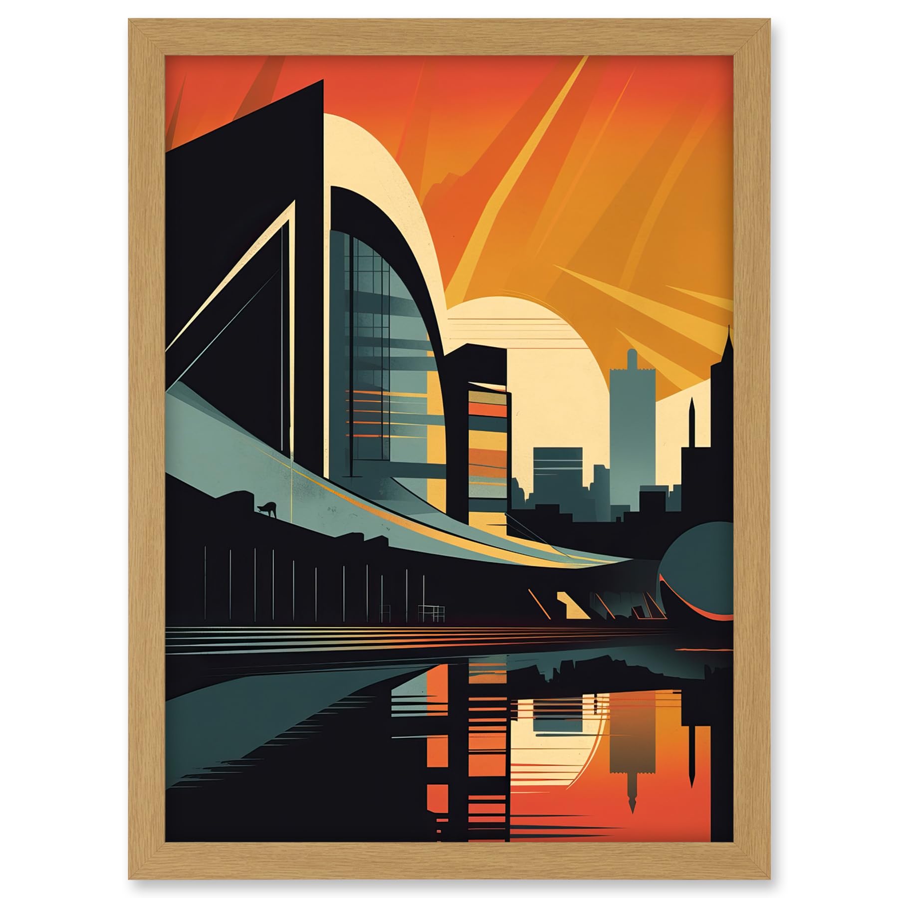 Artery8 River Clyde Walkway Modern Glasgow Cityscape Artwork Framed A3 Wall Art Print
