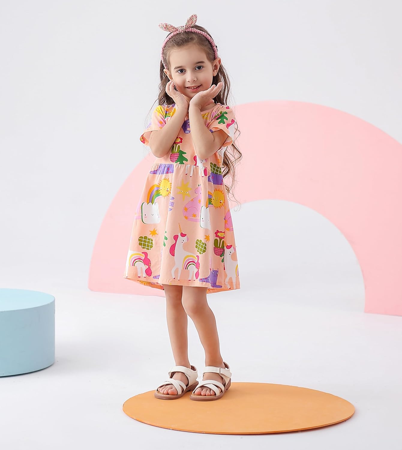 BeiVSlley Toddler Girls Dresses 3-Pack | Cotton Short Sleeve Summer Dress with Twirl Skirt | Cute Cartoon Sundress 2-7T - Image 2