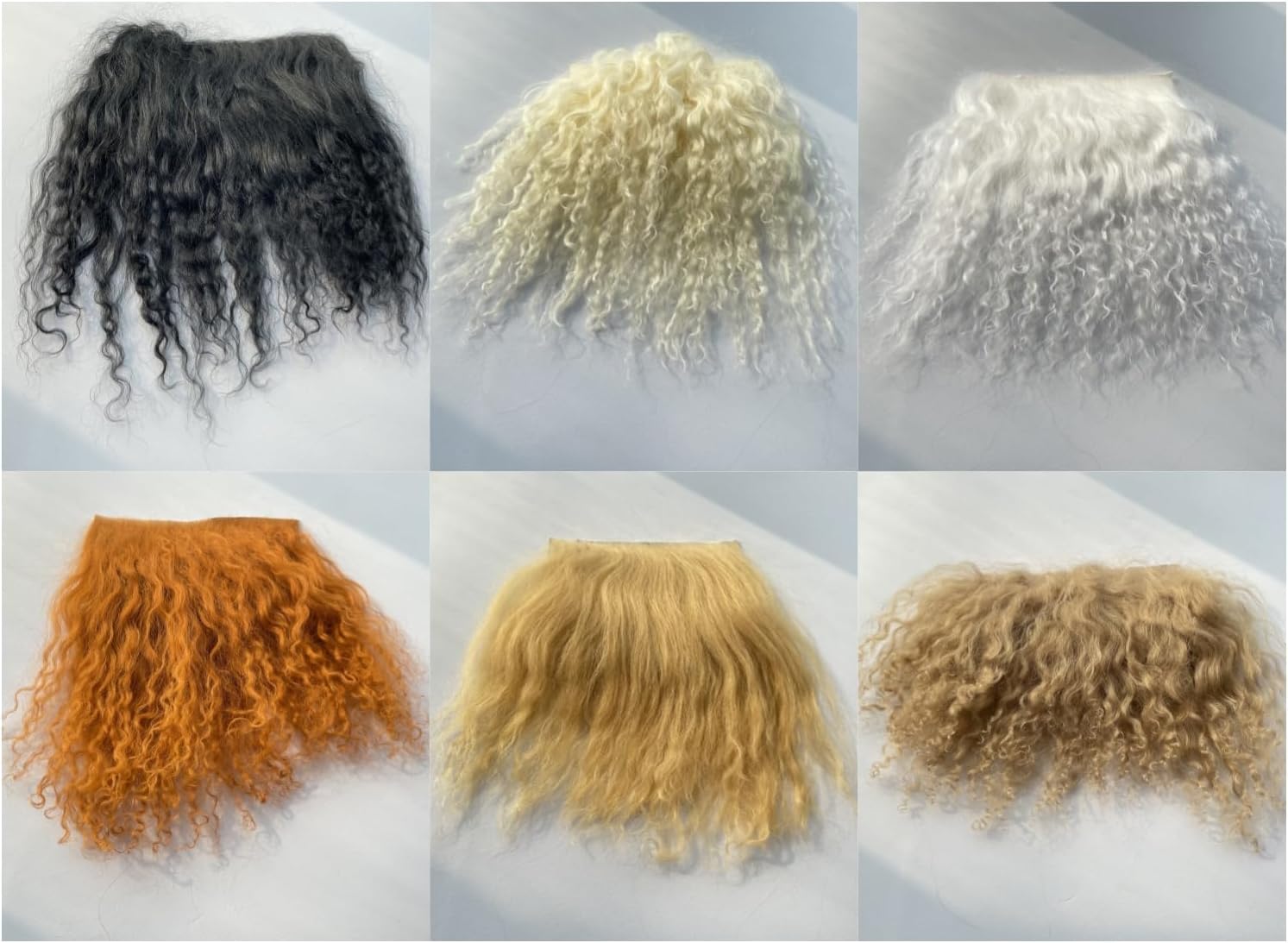 Diege 6PCS Doll Hair Hand Dyed Wool Fiber Wig for Making Doll Hair and
