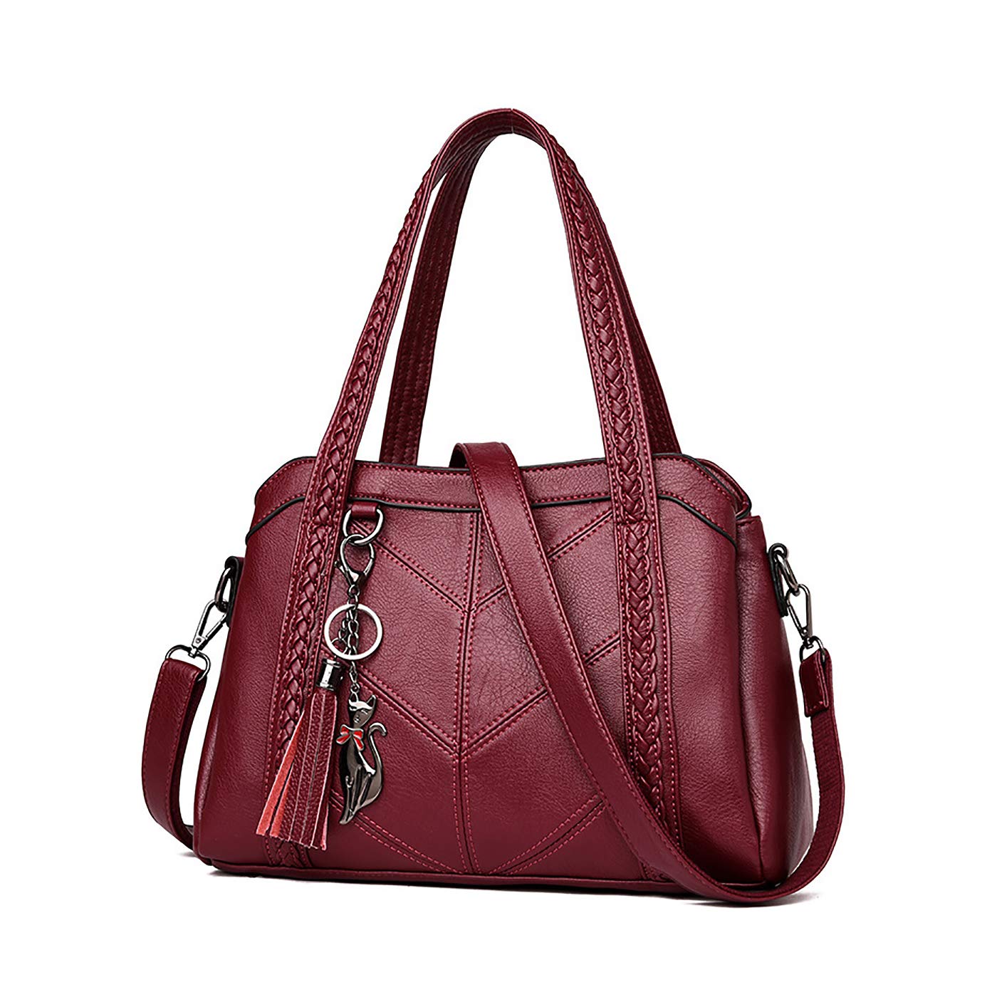 Damen Hobo Schultertasche Tasche mit Schultergurt Umhängetasche Handtasche aus PU-Leder EINWEG