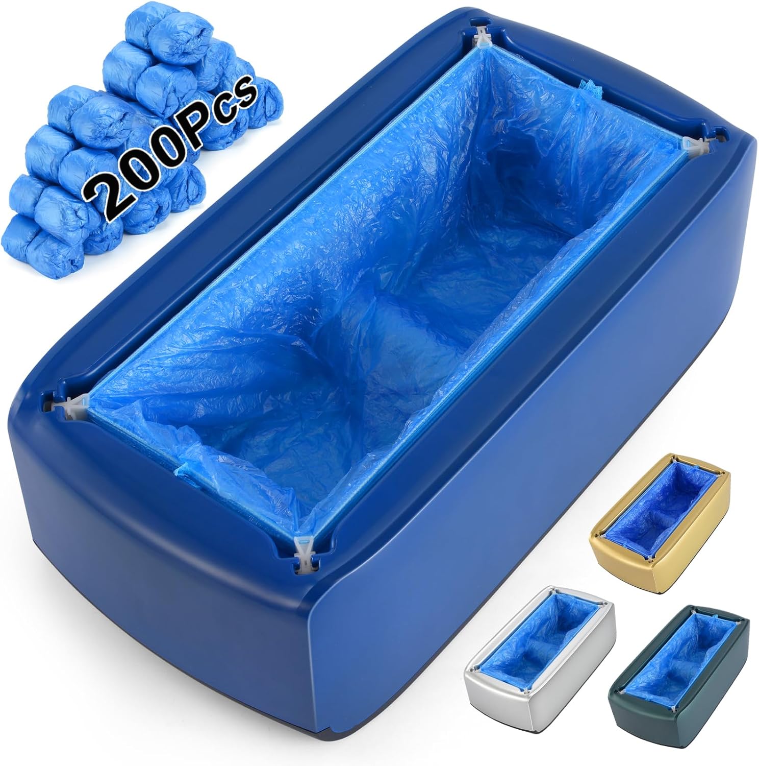 Shoe Covers Machine Automatic Shoe Cover Dispenser with 200pcs Disposable Plastic Shoe Cover for Home, Office, Supermarket, Factory, Hospital (Blue)