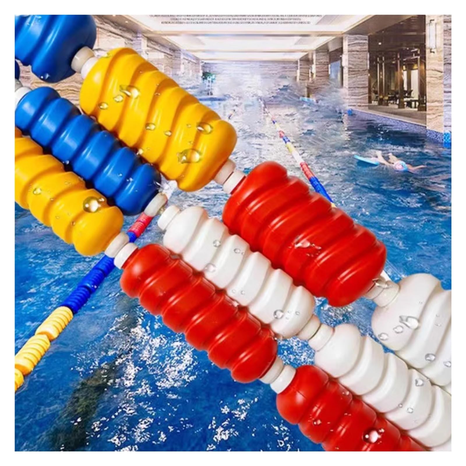 Schwimmbad-Sicherheitstrennseil mit Schwimmern und Haken, 5–55 m verstellbarer Spurteiler, bunte Bojenschnur für Poolbereiche, Sicherheits-Schwimmleine