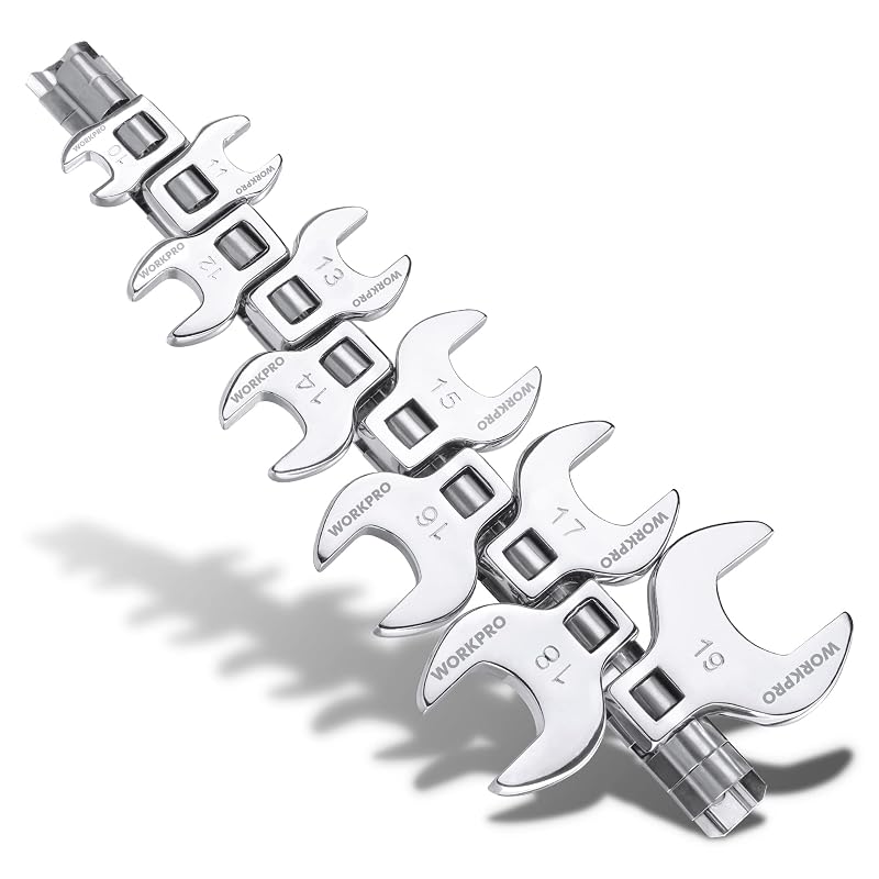 Conjunto de Chaves Crowfoot WORKPRO com Encaixe de 9,5 mm, Métrico de 10 a 19 mm, 10 Peças