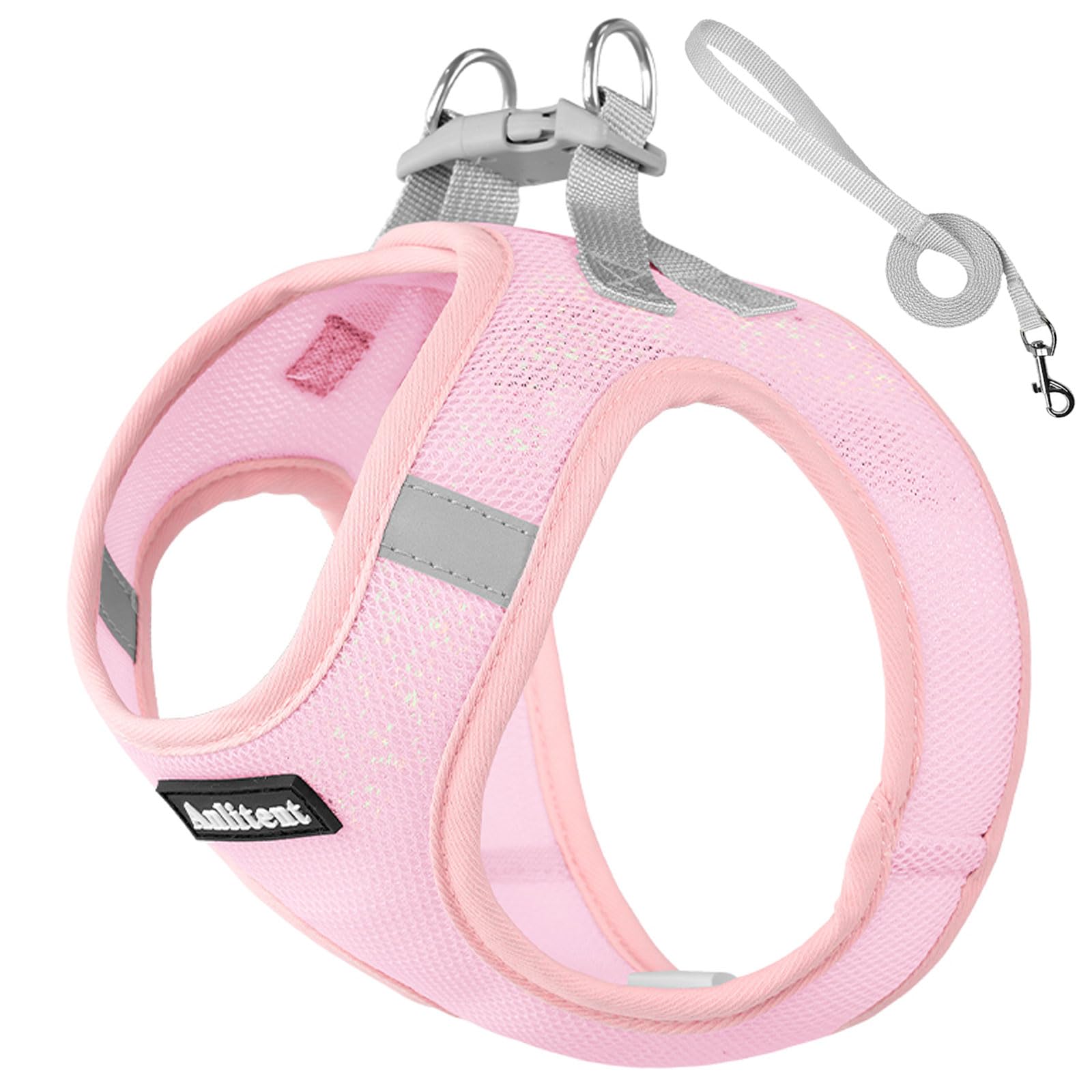 Anlitent Soft Mesh No Pull Cat Harness and Lead Set for Walking, Escape Proof Kitten Vest Harnesses for Small Dogs/Cats/Animals Rabbit, Cool Cat Dog Collar with Leash (Grey, X-Small) — view 13