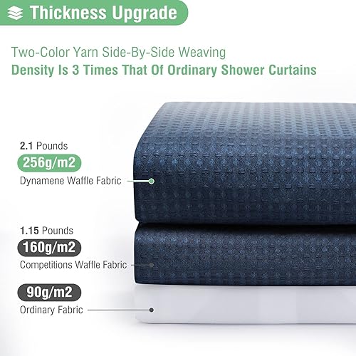 Miniatura 2 de Dynamene Cortina de ducha de tela de 36 x 72 pulgadas, cortinas de ducha de tela pesada para baño, juego de cortina de baño de lujo neutra
