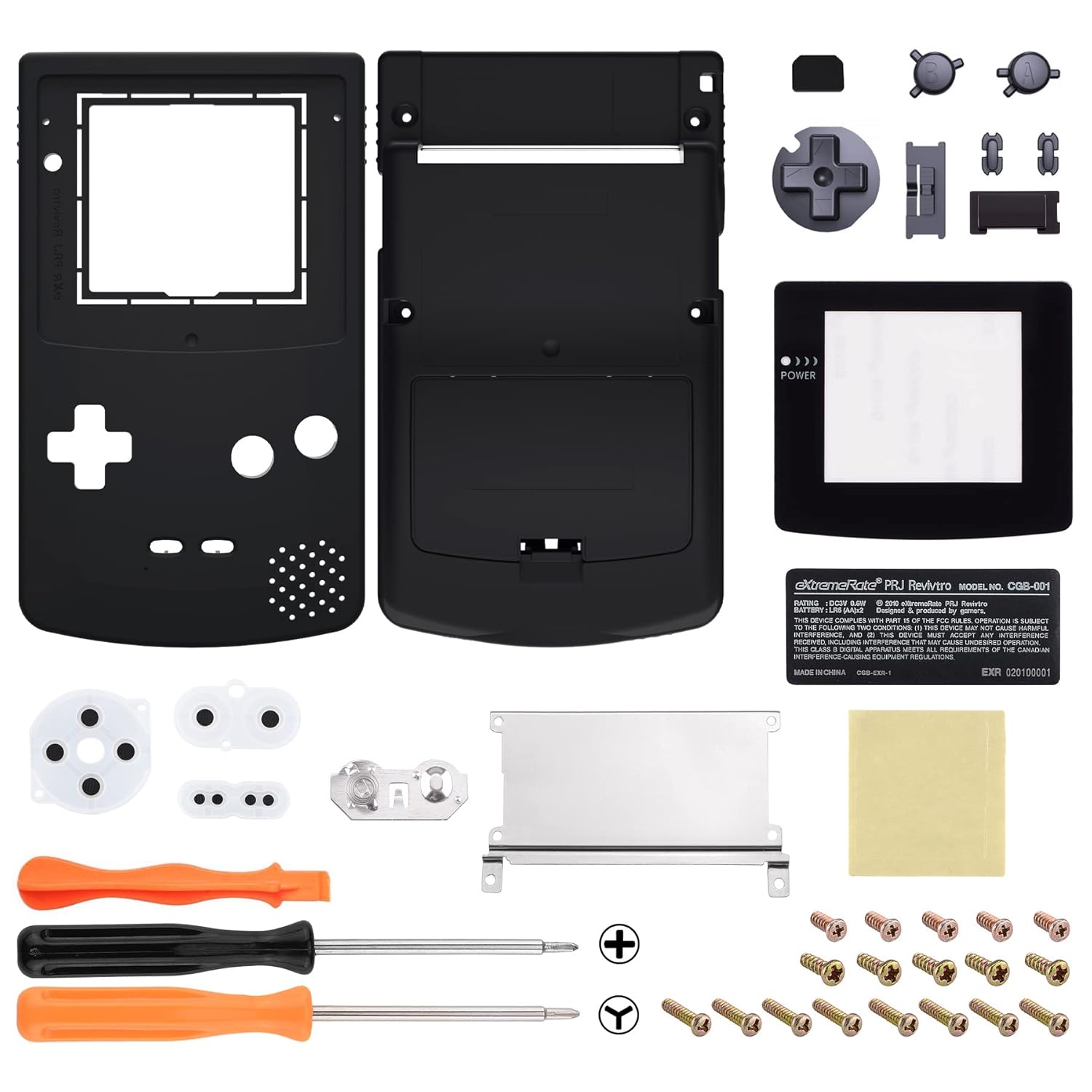 IPS Ready Upgraded eXtremeRate Black Replacement Shell Full Housing Cover with Buttons for Gameboy Color – Fit for GBC OSD IPS & Regular IPS & Standard LCD – Console & IPS Screen NOT Included : Video Games