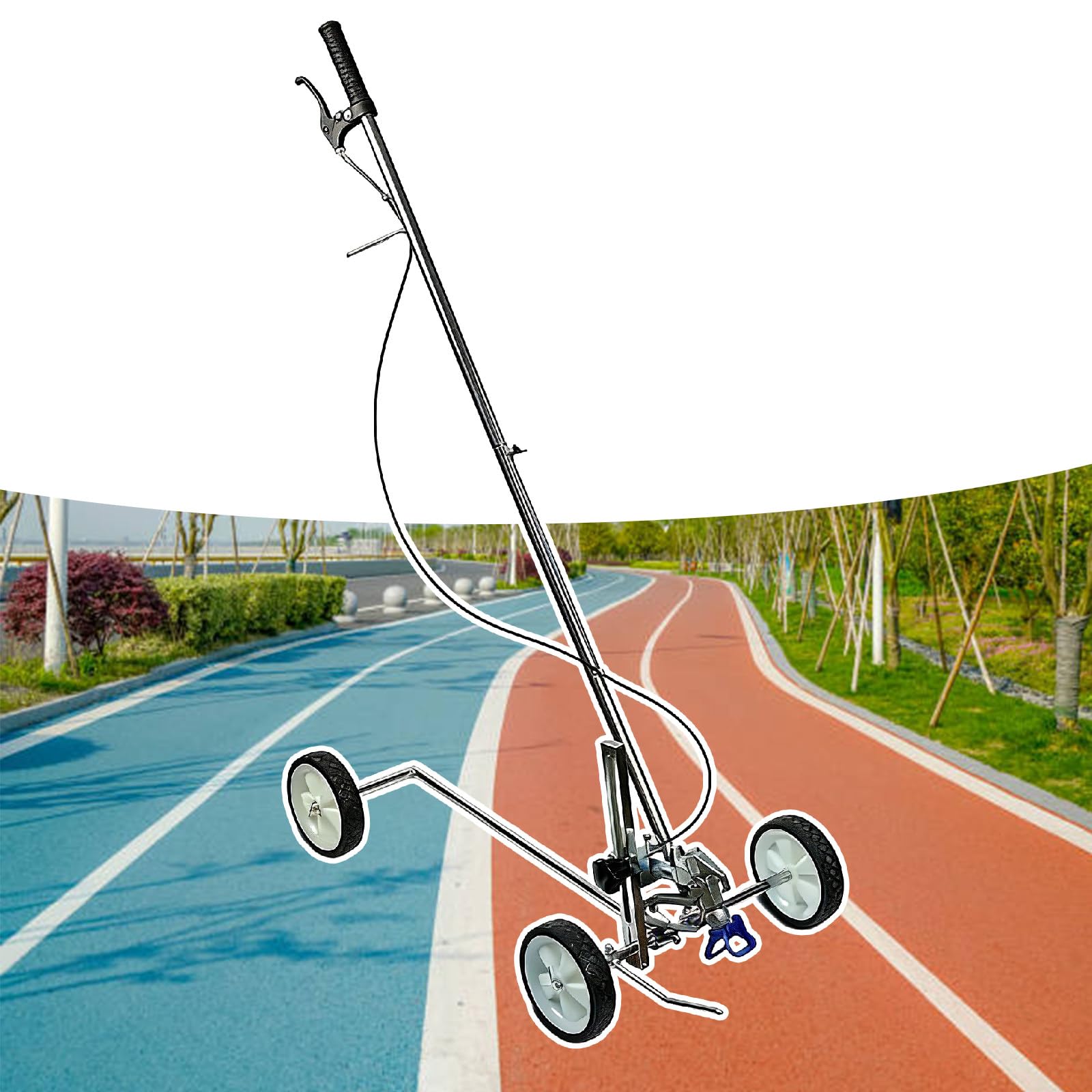 GTHTUHFD Cold Paint Line Striper, Hand Push Road Marking Machine For Pavement, Grass & Turf, Ideal For Touch Ups, Car Parks, Runways & Sports Fields