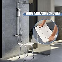 Vista 6 de Silla de ducha, banco de ducha antideslizante ajustable con pies de succión, asiento de ducha para ducha interior o bañera, taburete de baño médico