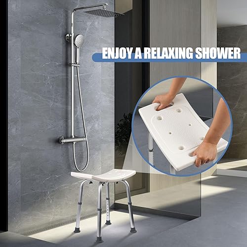 Miniatura 6 de Silla de ducha, banco de ducha antideslizante ajustable con patas de succión, asiento de ducha para ducha interior o bañera, taburete de baño médico