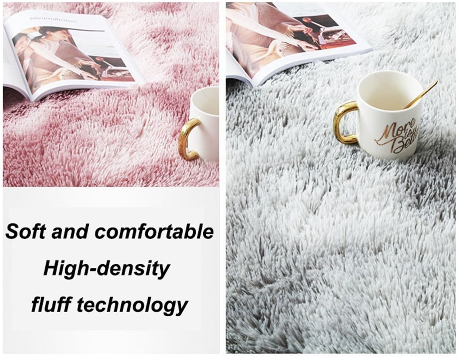 Tappeto Salotto Peloso Morbido, Tappeto Camera da Letto Pelo Lungo Moderno, Lavabile in Lavatrice Antiscivolo, Tappeto Cameretta Shaggy rug Soggiorno Scendiletto(V,200 x 300 cm)