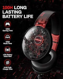 acer Wireless Gaming Headset, PS5 Headset with 2.4GHz for Ps5, Ps4, PC, Switch, Bluetooth 5.3 + 100Hrs Gaming Headphones with Noise Canceling Mic for Laptop, Mobile, Mac, 50mm Drivers (Red)