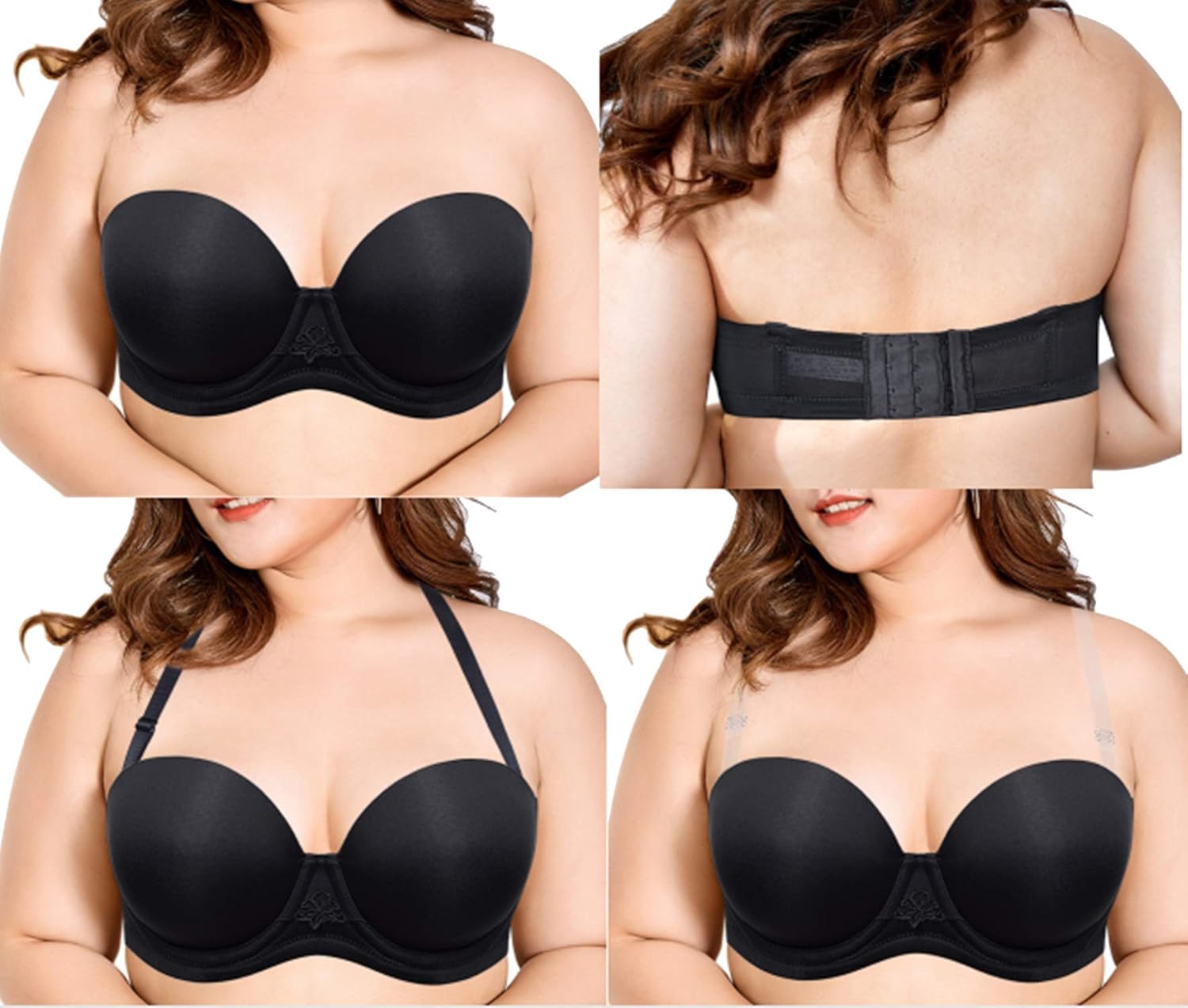Women's Underwire Strapless Bra Plus Size Convertible Contour Multiway