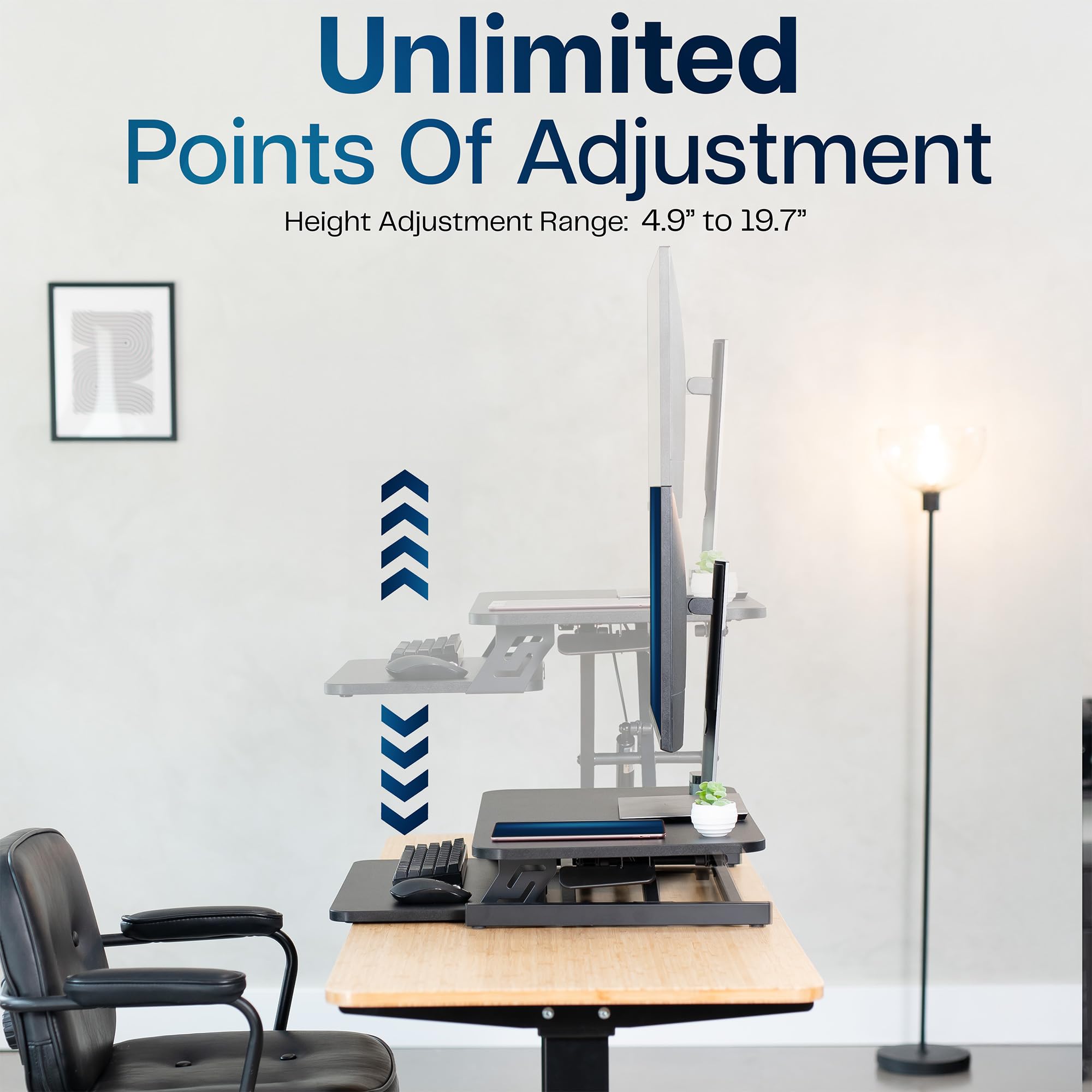 VIVO Height Adjustable 28 inch Stand Up Desk Converter Quick Sit to Stand Tabletop Dual Monitor Riser Workstation — view 4