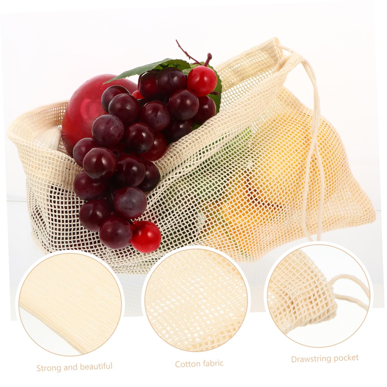 PRETYZOOM 2 Series Bolsa De Malla con Cordón para Frutas Bolsas De Mano Organizador De Lino Manteles para Mesa De Comedor Bolsa De Malla para Comestibles Bolsas 6 Piezas x 2