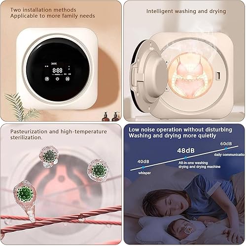 Miniatura 7 de Full Automatic Washing Machine, 3.5L Wall-Mounted Laundry Machine, with LED DisplayDrain Dump  4 Modes, Portable Tumble Dryer for Apartments,220V