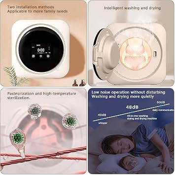 Compact Mini Washing Machine, 3.5L Portable Washer Wash and Drying, Wall-Mounted Laundry Dryer with Drain, for Camping Apartments Dorms RV,220V