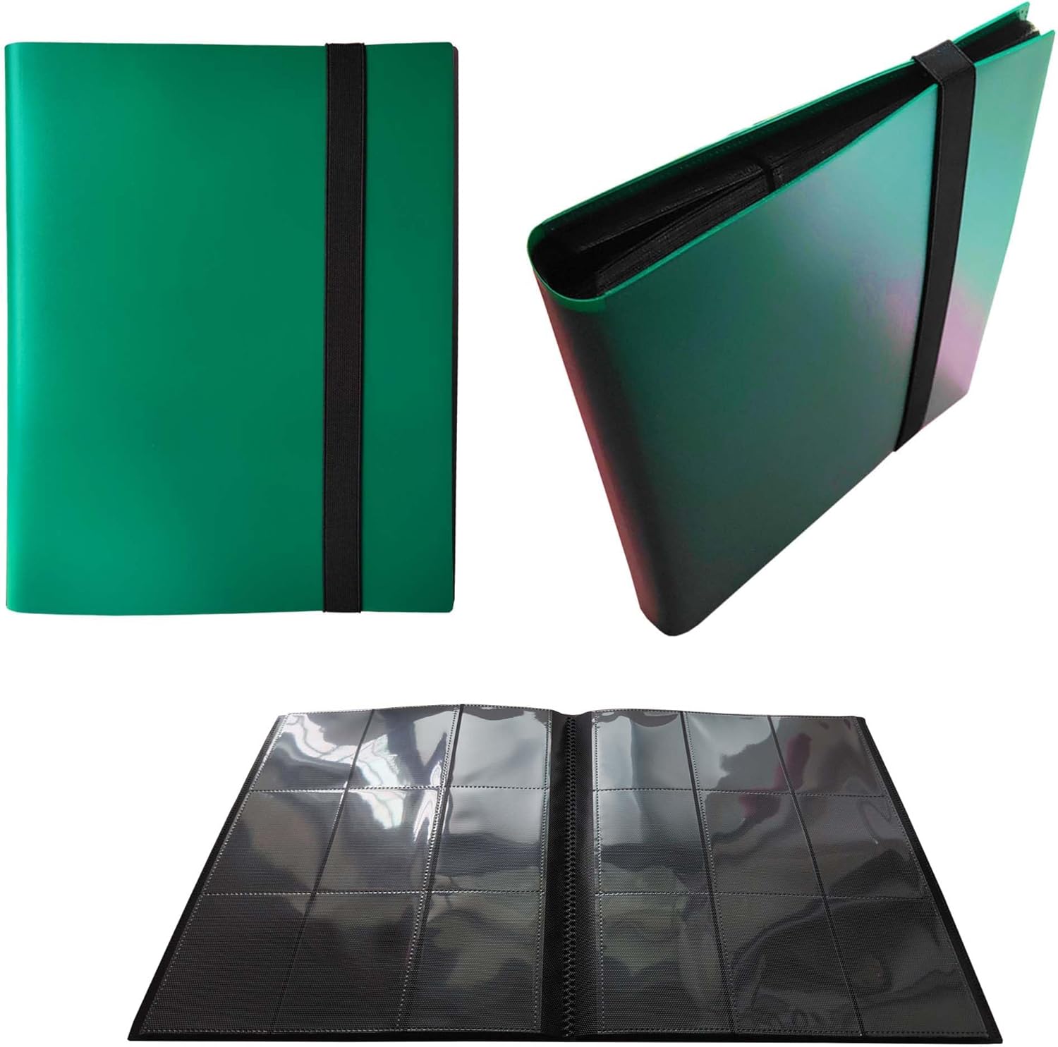 Trading Card Binder Holder, 9 Pocket Card Album Sleeves for Baseball Yugioh MTG TCG Cards, Collection Card Best Protection, 20 Pages Put up to 360 Cards (Greem)