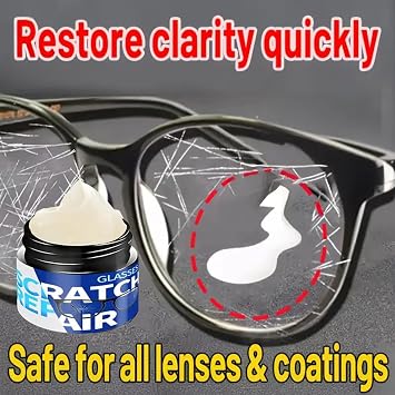 Eyeglass Scratch Remover, 35g Sunglasses Repair Wax with Cleaning Tool Kit, Professional Lens polishing for Scuff Marks & Dust Resistance, Clear Restorer for Daily Eyewear Home Office Travel