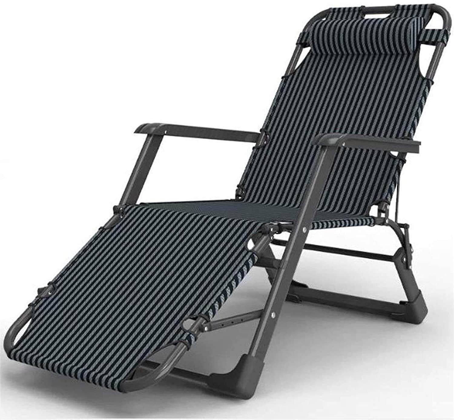 Chaise longue de jardin design noir rayé avec dossier réglable