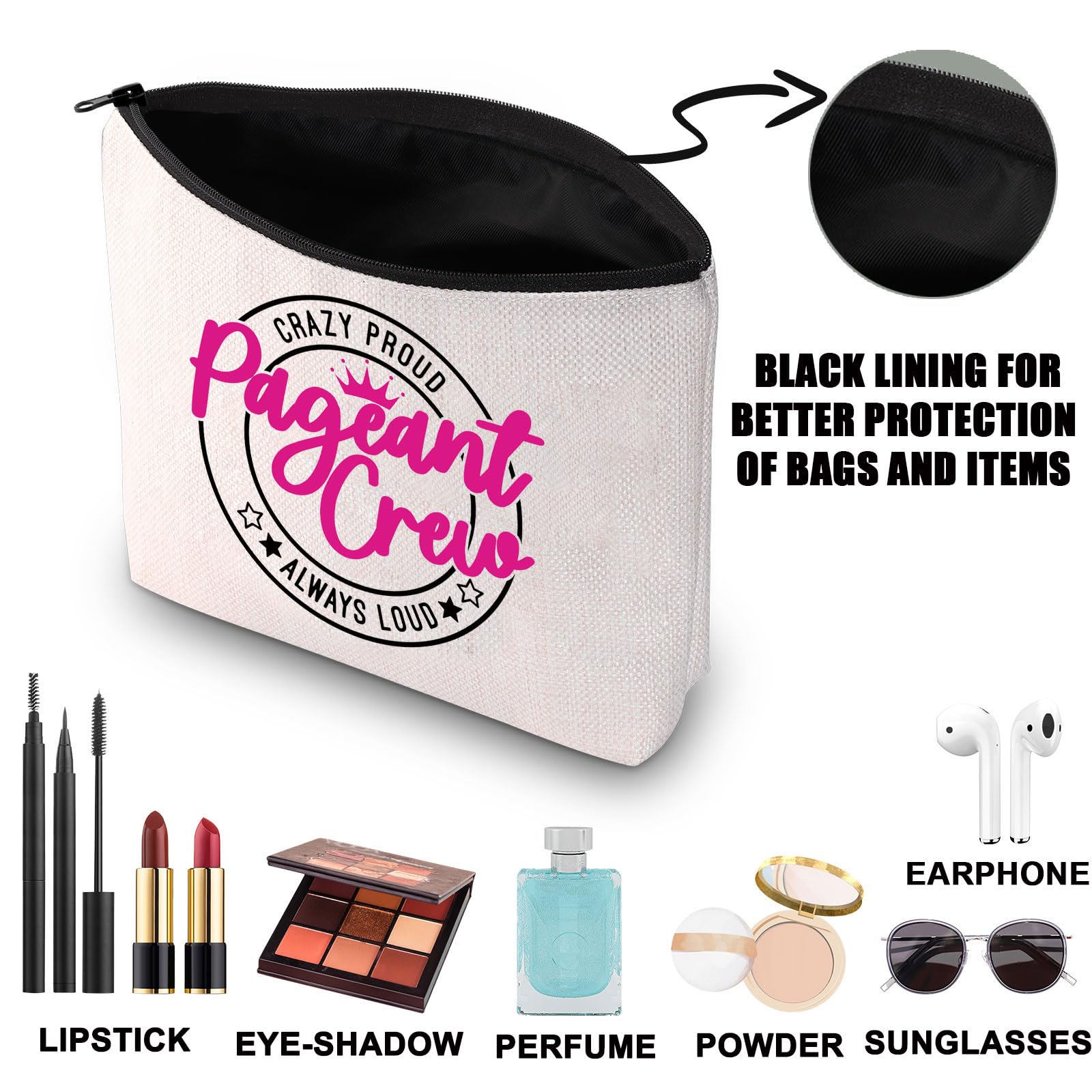 Pageant Crew Makeup Bag Pageant Mom Gifts Beauty Queen Gifts Pageant Princess Cosmetic Bag Pageant Day Gifts (Pageant UK) - Image 3