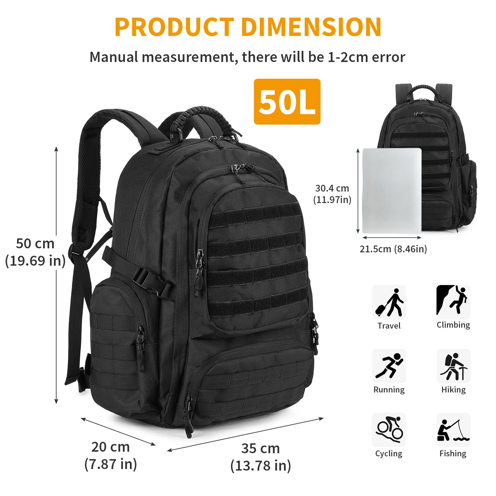 Huntvp 30L-50L Tactische Rugzak Militaire Hiking Rugzak