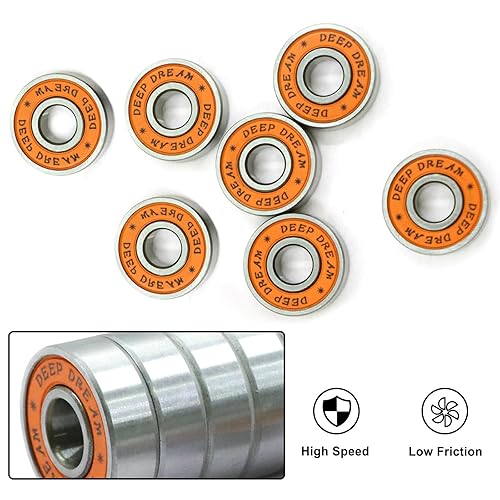 Miniatura 4 de Juego Premium de 50 piezas de rodamientos 608rs para monopatín, rodamientos de acero cromado para longboard (8x22x7mm) Rodamientos de ranura